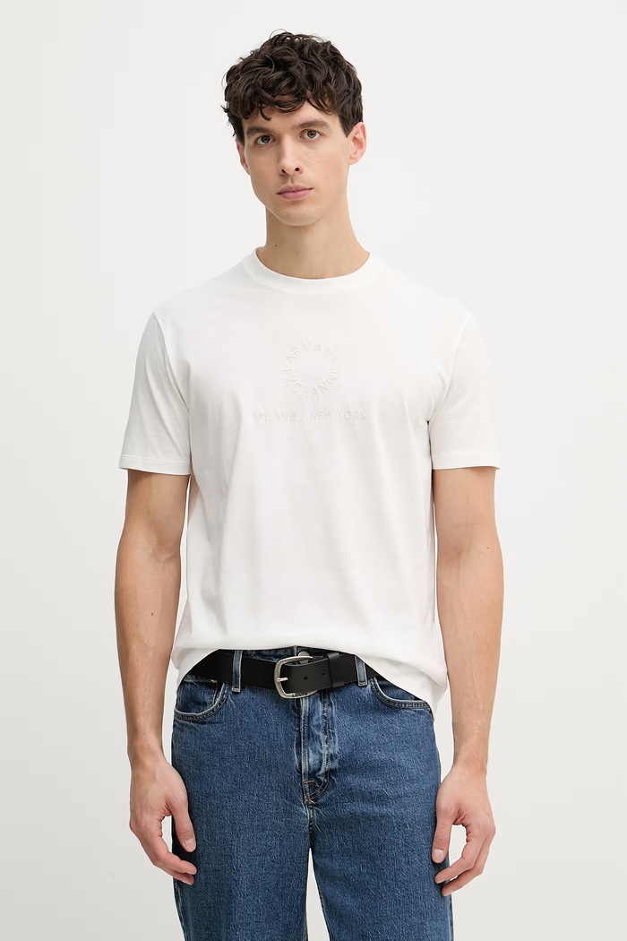 Armani Exchange pánské bavlněné tričko béžová XM002450.AF10356