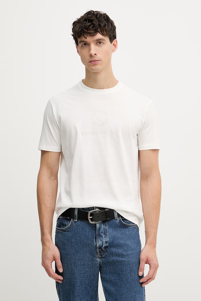 Armani Exchange pánské bavlněné tričko béžová XM002450.AF10356