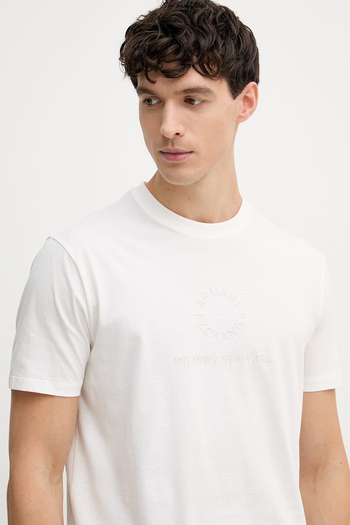 Armani Exchange pánské bavlněné tričko béžová XM002450.AF10356