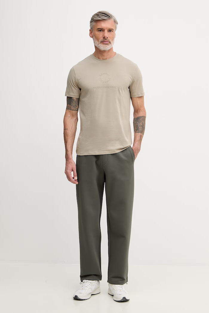 Pánske bavlnené tričko Armani Exchange XM002450.AF10356 béžová SS26