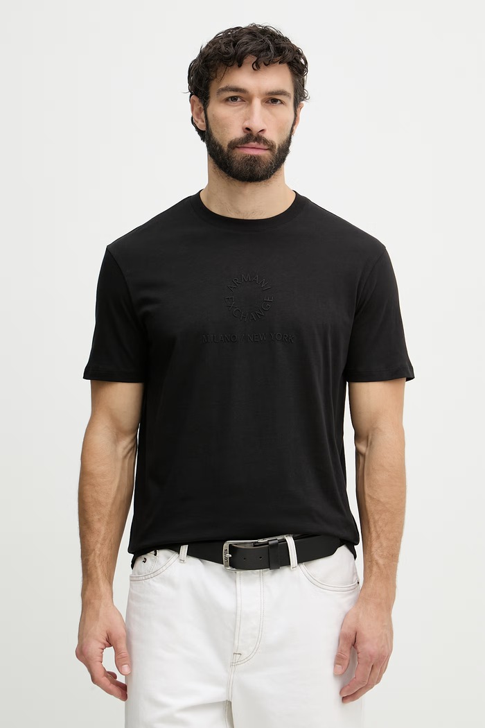Armani Exchange kratka majica moška bombažna črna XM002450.AF10356