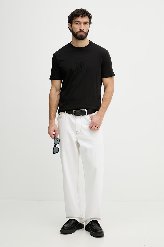 Armani Exchange kratka majica moška bombažna XM002450.AF10356 črna SS26