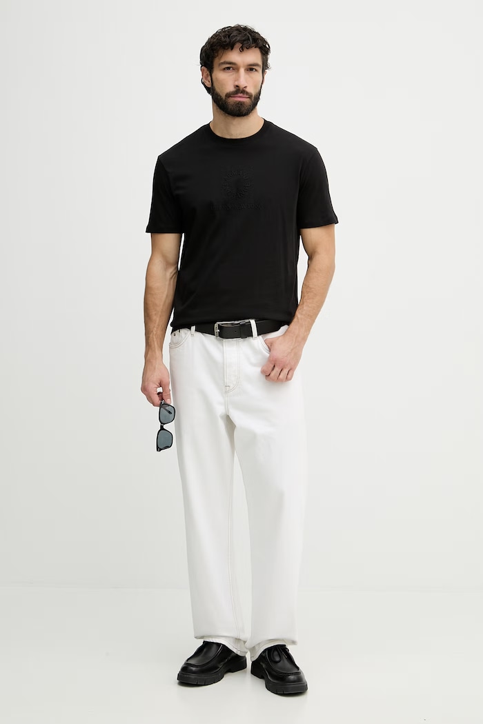 Armani Exchange kratka majica moška bombažna XM002450.AF10356 črna SS26
