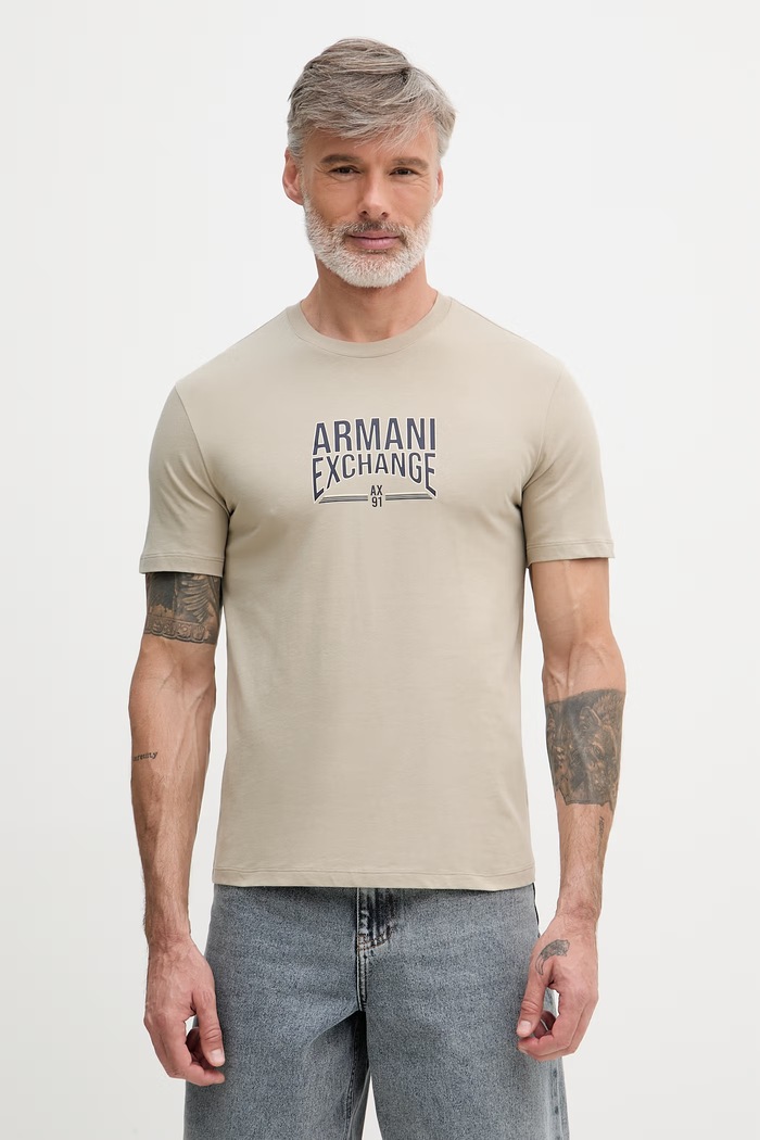 Armani Exchange tricou pentru bărbați, din bumbac bej XM002452.AF10334