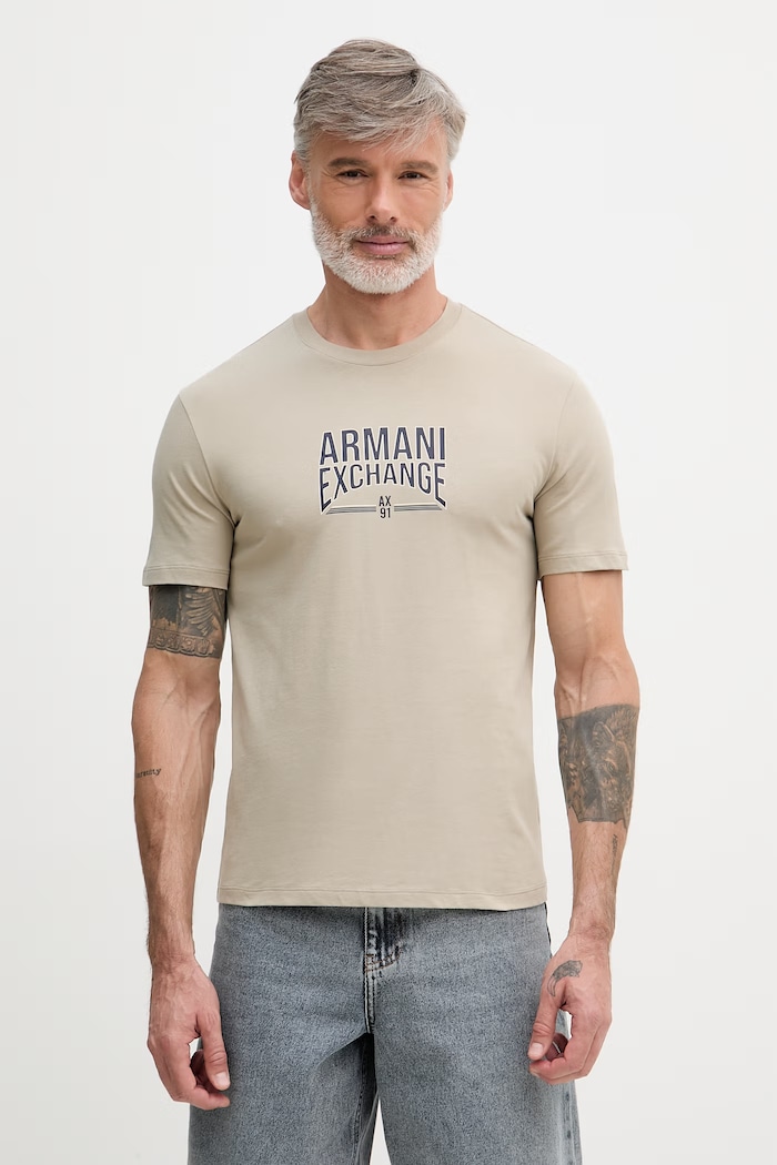 Armani Exchange tricou pentru bărbați, din bumbac bej XM002452.AF10334