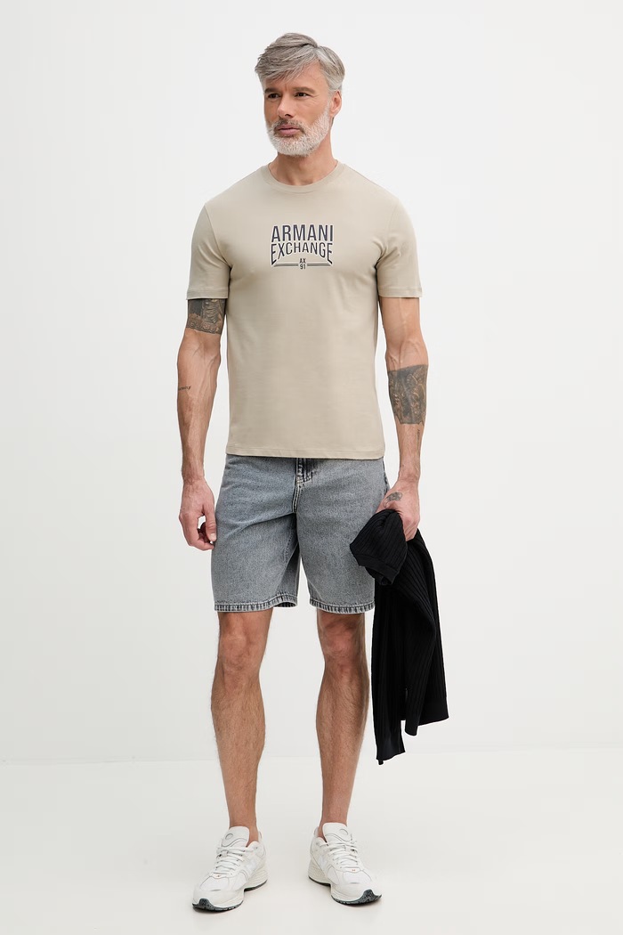 Armani Exchange tricou pentru bărbați, din bumbac XM002452.AF10334 bej SS26