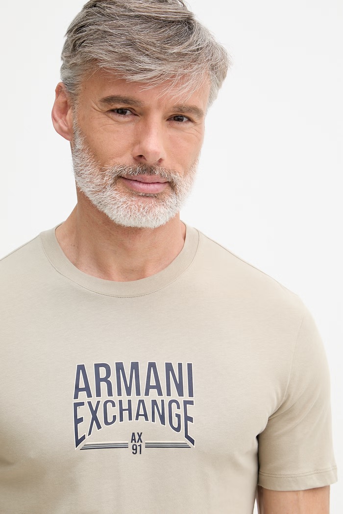 Armani Exchange tricou pentru bărbați, din bumbac bej XM002452.AF10334