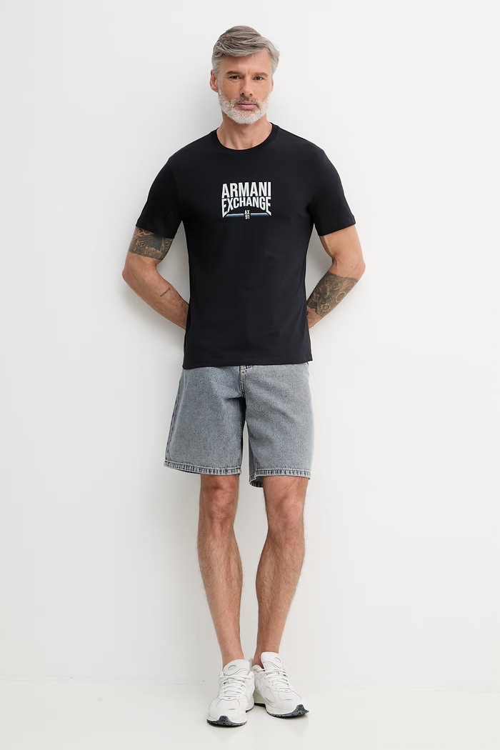 Armani Exchange tricou pentru bărbați, din bumbac XM002452.AF10334 negru SS26