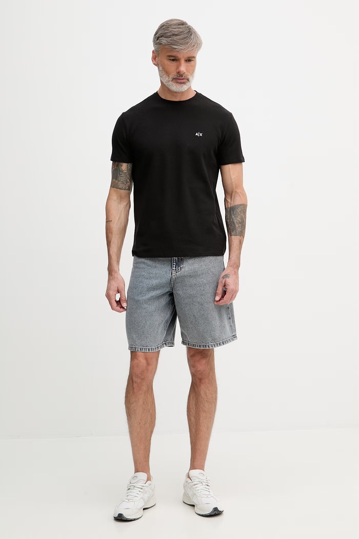 Armani Exchange tricou pentru bărbați, din bumbac XM002453.AF10337 negru SS26
