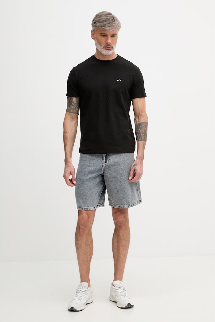 Armani Exchange tricou pentru bărbați, din bumbac XM002453.AF10337 negru SS26
