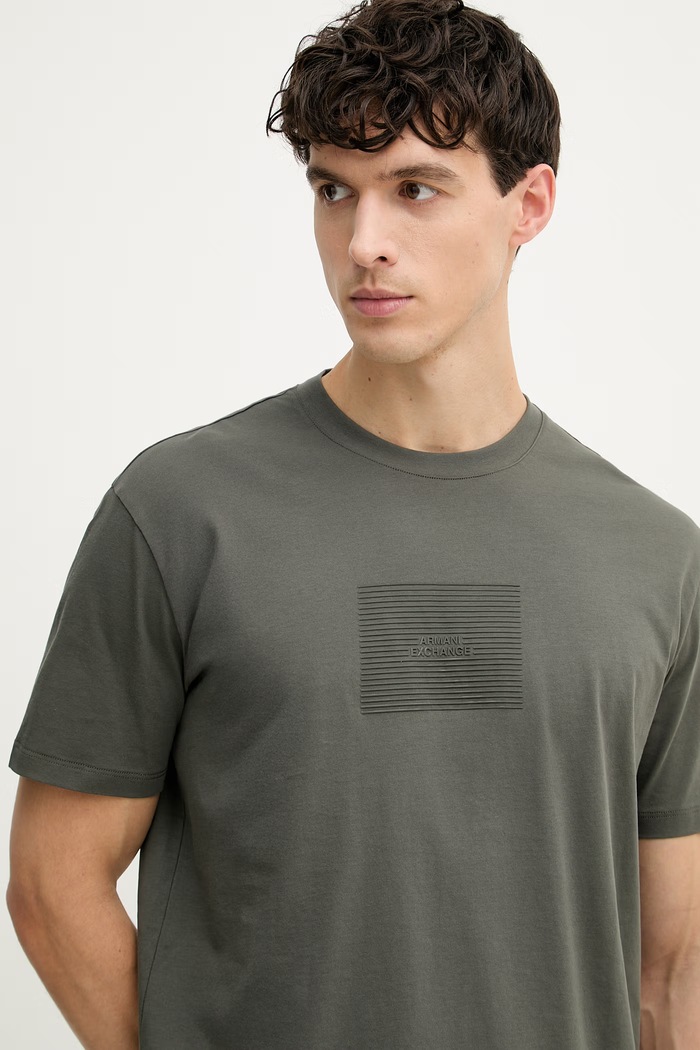 Armani Exchange kratka majica moška bombažna zelena XM002456.AF10356