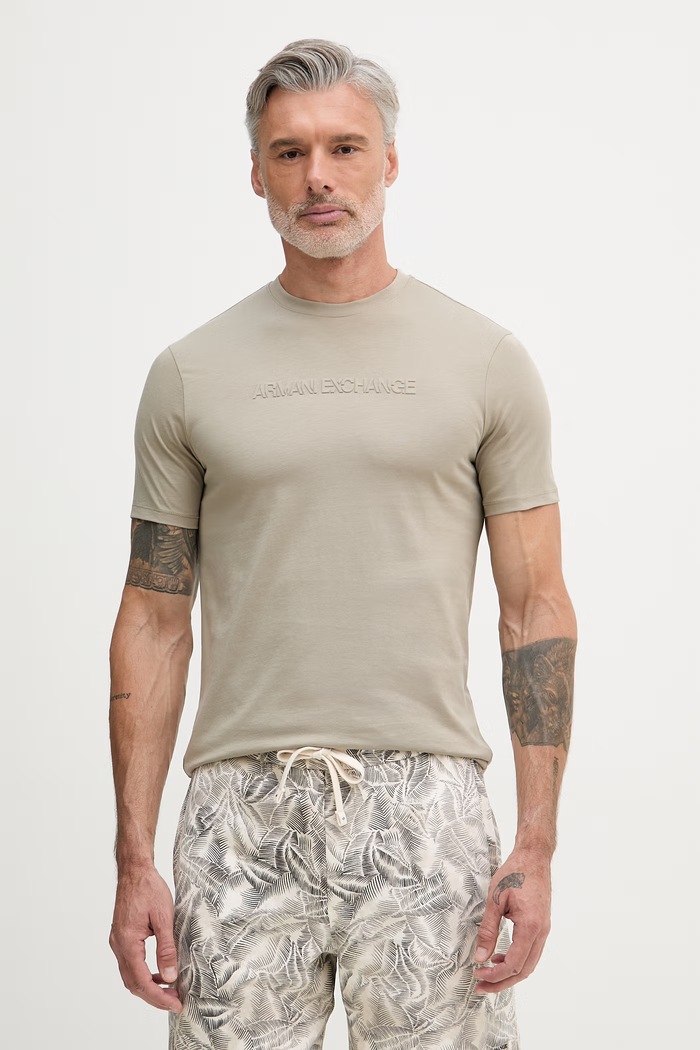 Armani Exchange tricou pentru bărbați, din bumbac bej XM002467.AF10356
