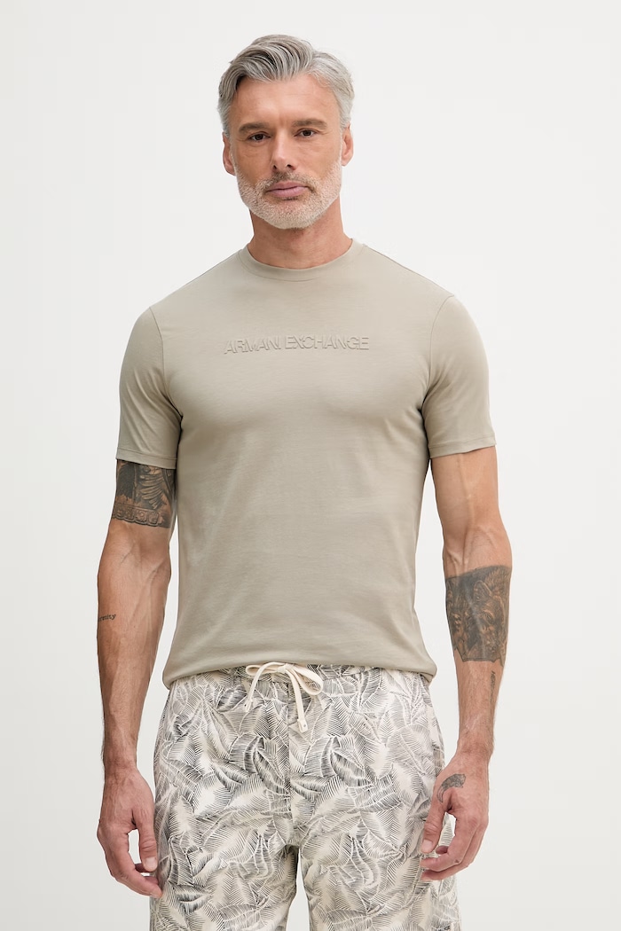 Armani Exchange tricou pentru bărbați, din bumbac bej XM002467.AF10356