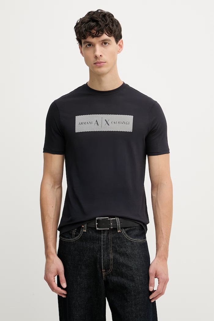 Armani Exchange tričko pánské bavlněné námořnická modř XM002472.AF10356