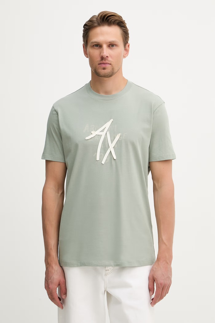 Armani Exchange tricou bărbătesc de bumbac verde XM002482.AF10356