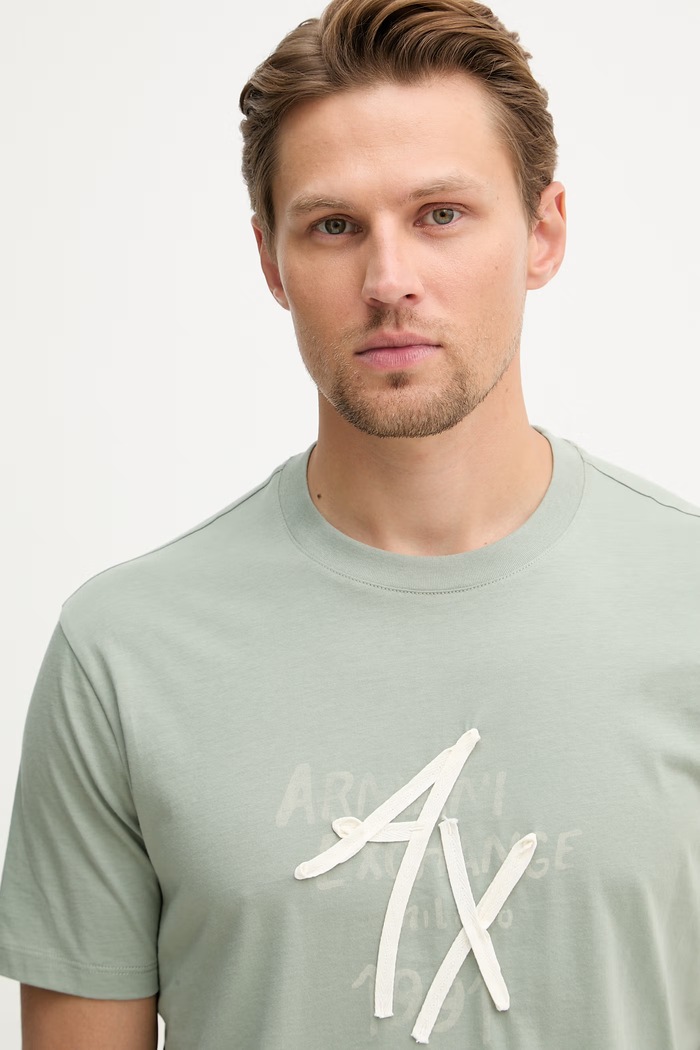 Armani Exchange tricou bărbătesc de bumbac verde XM002482.AF10356