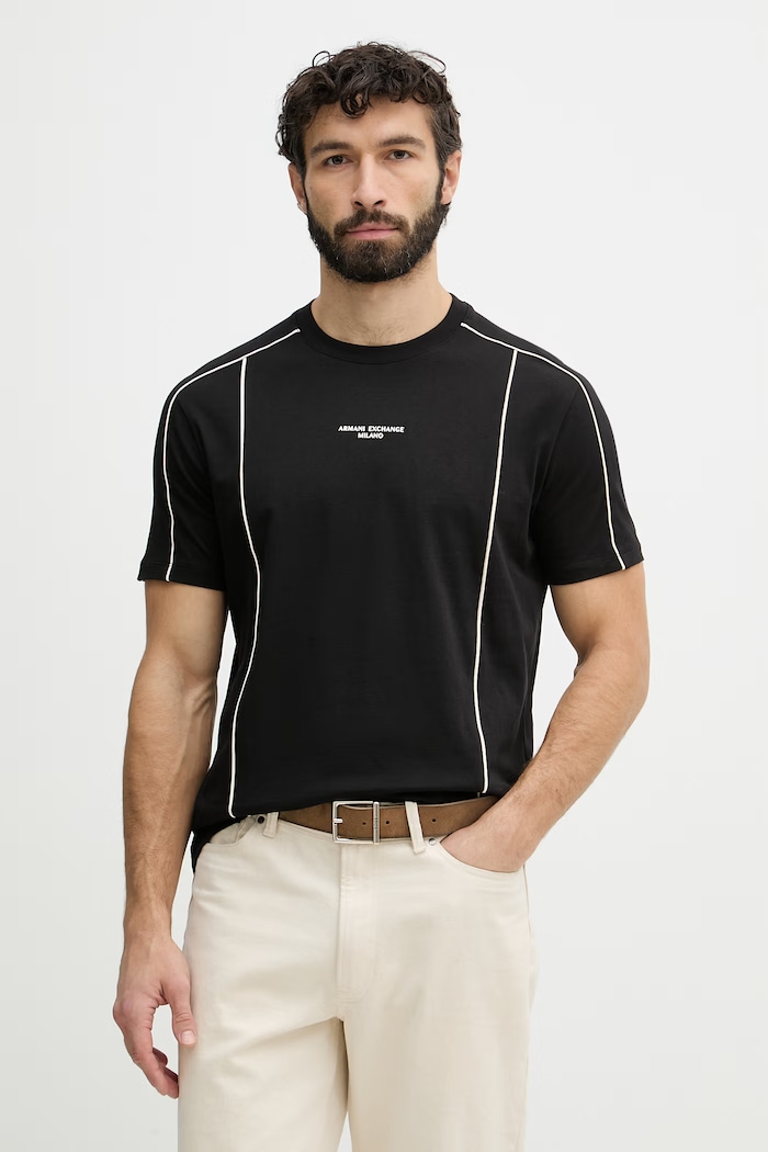 Armani Exchange kratka majica moška bombažna črna XM002492.AF10356