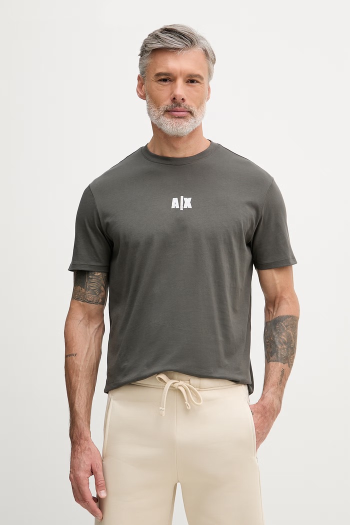 Pánske bavlnené tričko Armani Exchange zelená XM002509.AF10358