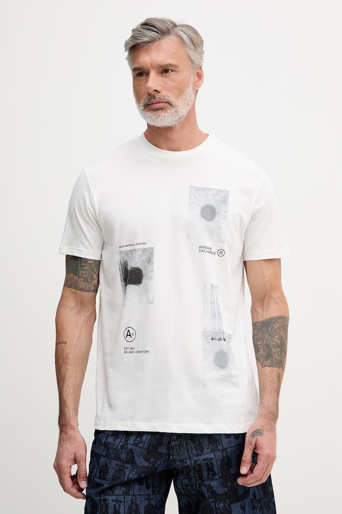 Armani Exchange pánske bavlnené tričko biela XM002524.AF10334