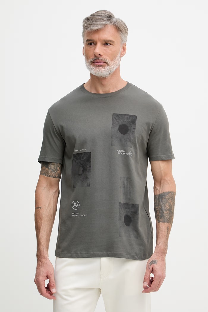 Armani Exchange pánske bavlnené tričko zelená XM002524.AF10334