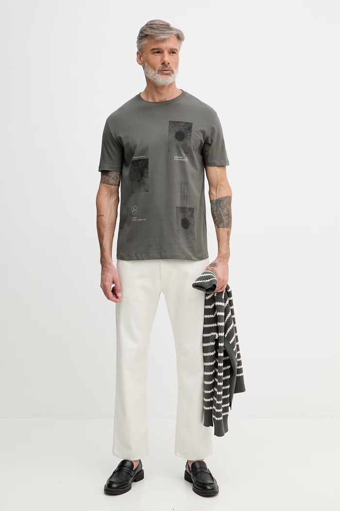 Armani Exchange pánske bavlnené tričko XM002524.AF10334 zelená SS26