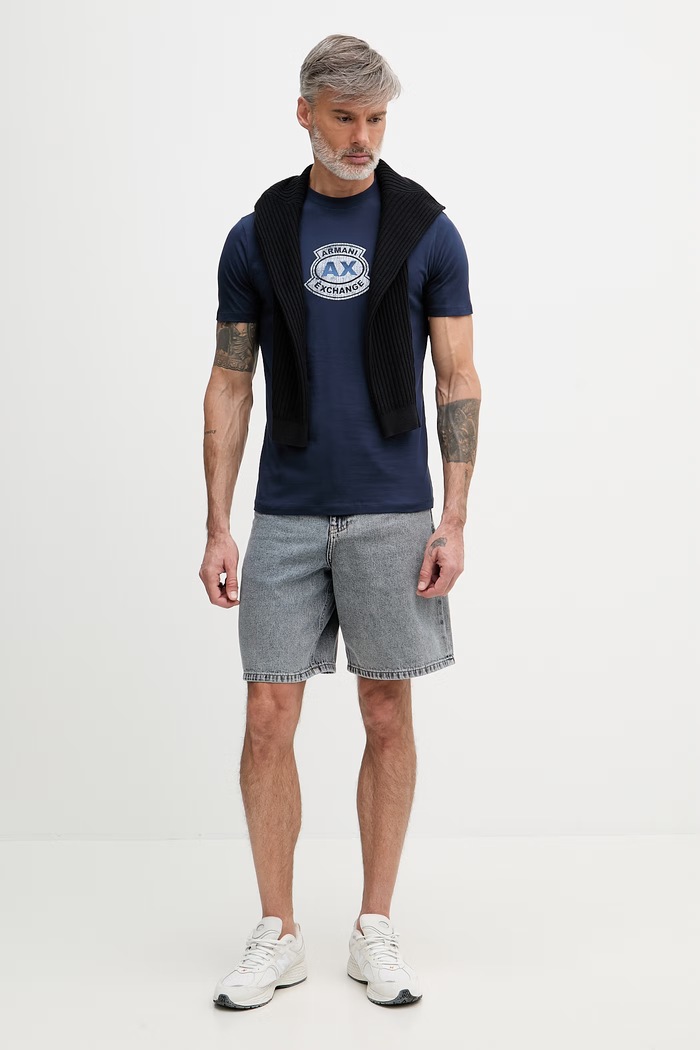 Armani Exchange tričko pánske bavlnené XM002776.AF10356 tmavomodrá SS26