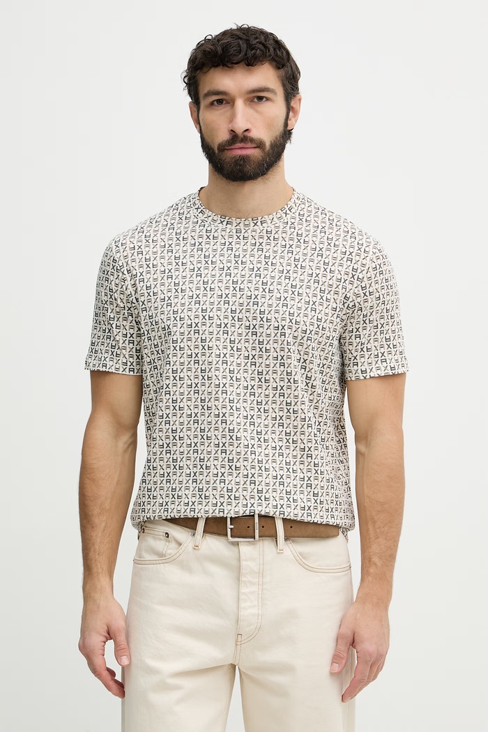 Armani Exchange kratka majica moška bombažna bež XM002778.AF10356