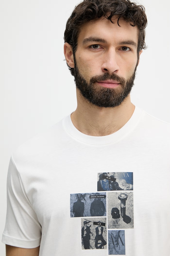 Armani Exchange футболка для мужчин из хлопка бежевый XM002780.AF10358