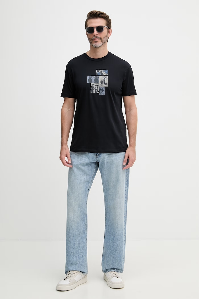 Armani Exchange kratka majica moška bombažna XM002780.AF10358 mornarsko modra SS26