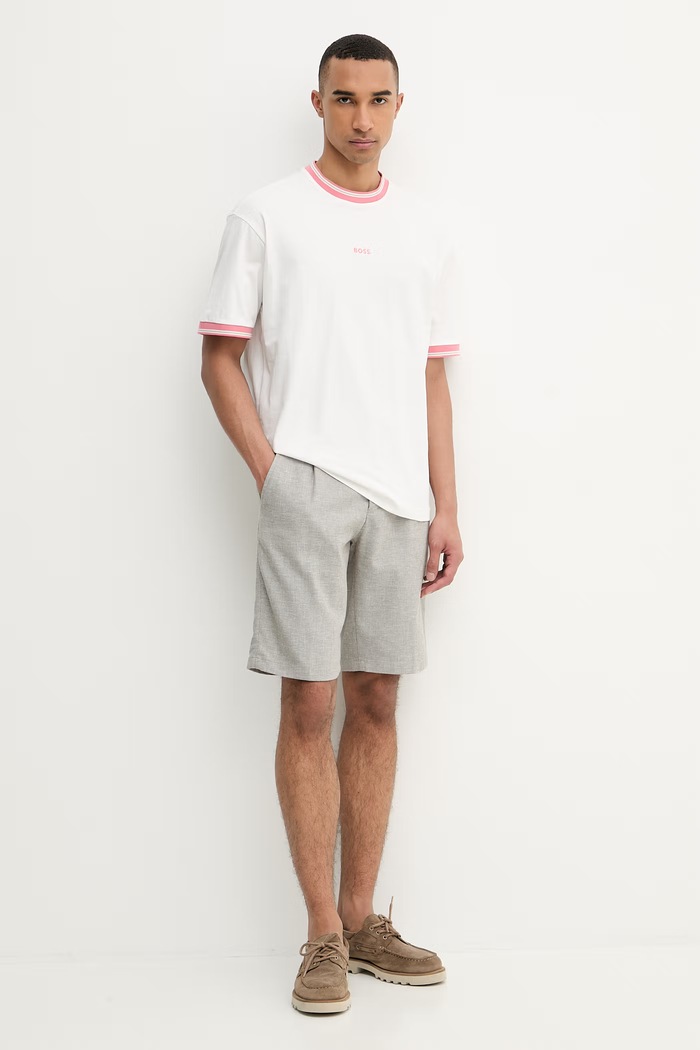 BOSS Orange T-shirt basic męski bawełniany 50561814 biały SS26
