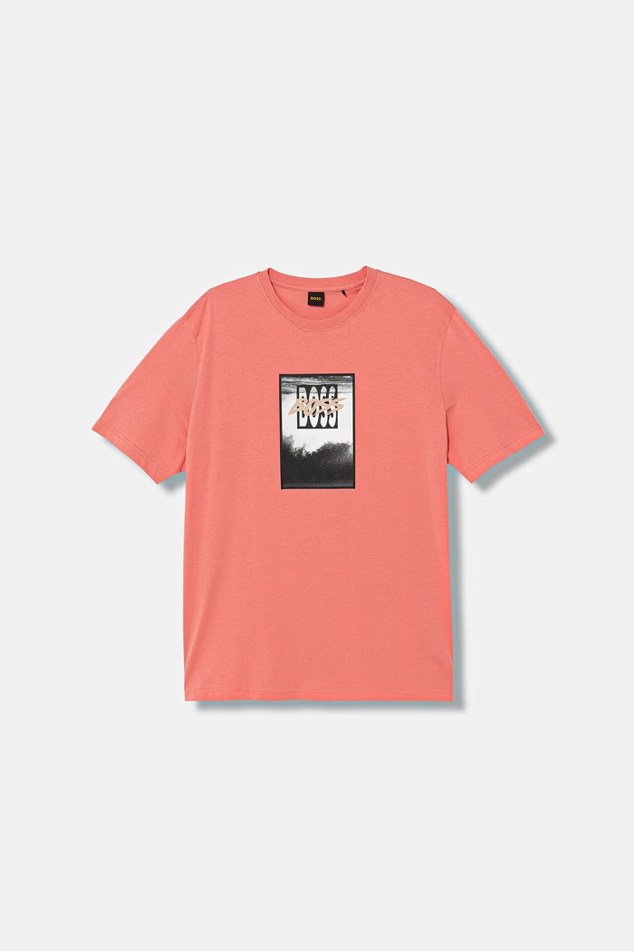 BOSS Orange футболка для мужчин из хлопка розовый 50561846