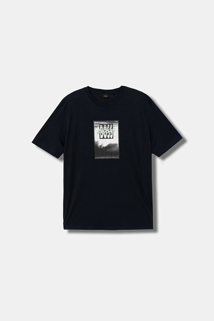 BOSS Orange T-shirt męski bawełniany granatowy 50561846