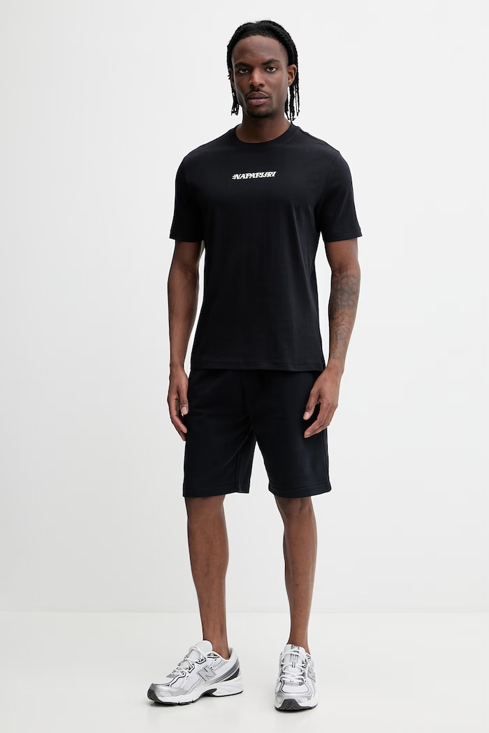 Napapijri tricou din bumbac FLINT NP0A4FZZ9411 negru SS26