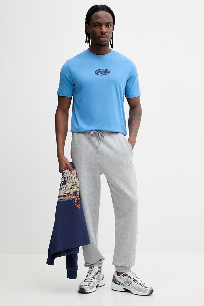 Napapijri tricou din bumbac FLINT NP0A4FZZB9A1 albastru SS26