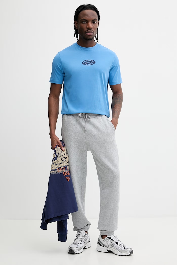 Napapijri tricou din bumbac FLINT NP0A4FZZB9A1 albastru SS26