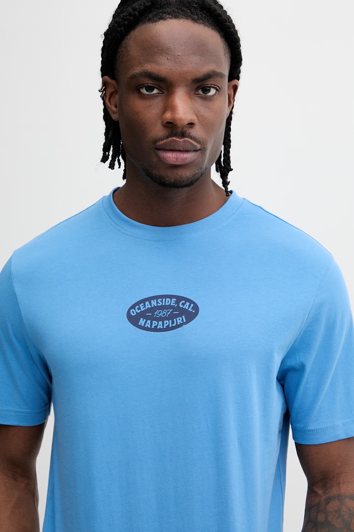 Napapijri tricou din bumbac FLINT albastru NP0A4FZZB9A1