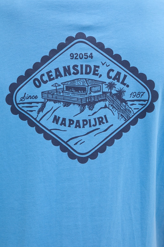 Napapijri tricou din bumbac FLINT NP0A4FZZB9A1 albastru