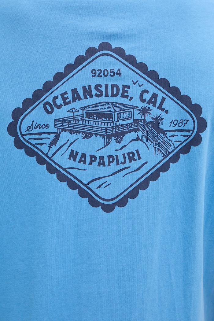 Napapijri tricou din bumbac FLINT NP0A4FZZB9A1 albastru