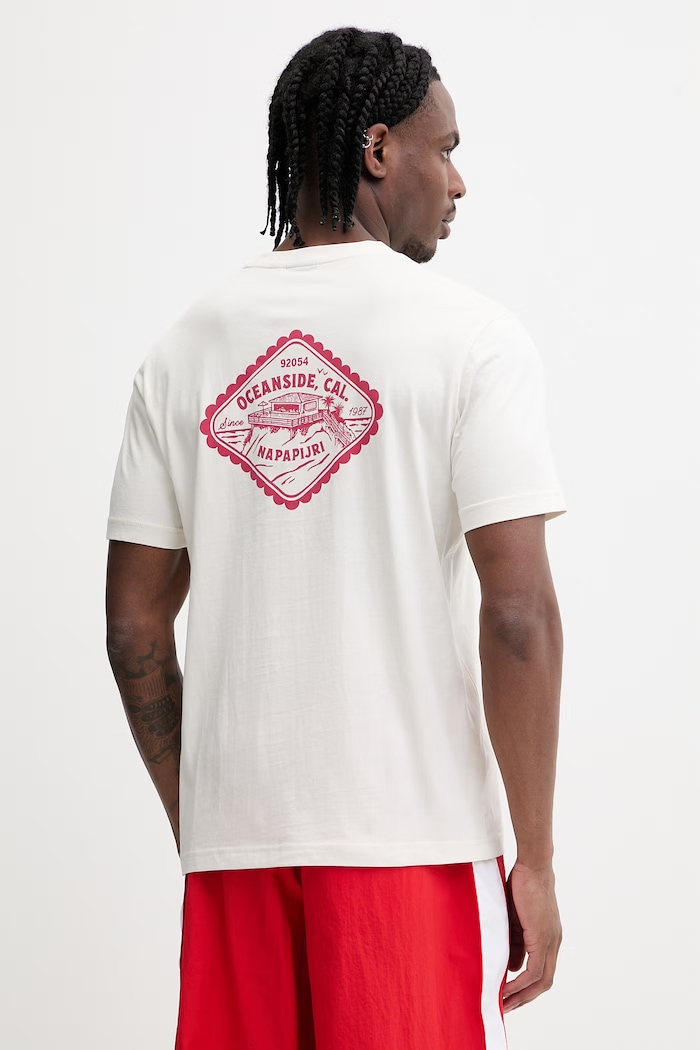 Napapijri tricou din bumbac FLINT print bej NP0A4FZZFX31