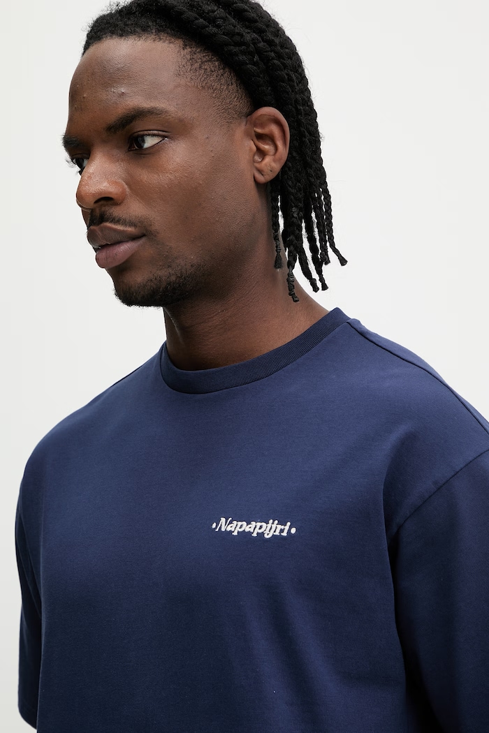 Napapijri t-shirt bawełniany FLUORITE granatowy NP0A4G2FB2Q1
