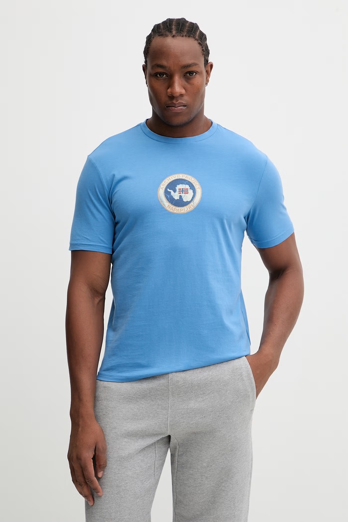 Napapijri tricou din bumbac PHOS print albastru NP0A4G5AB9A1
