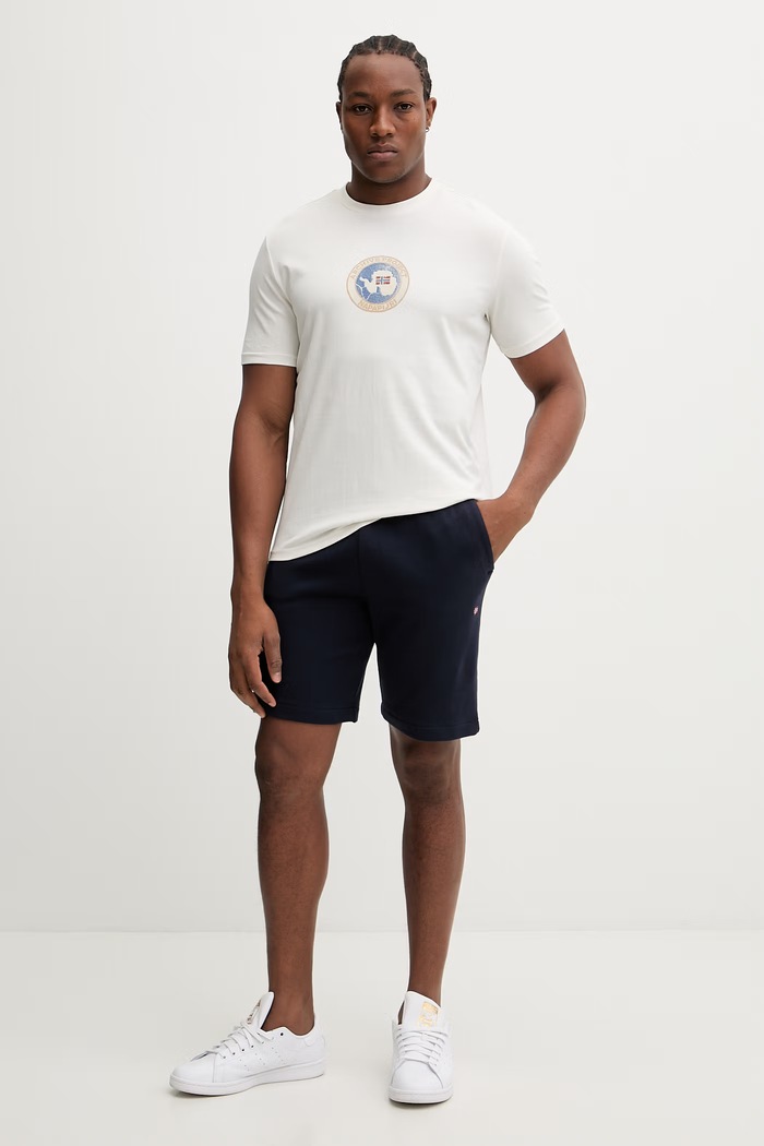 Napapijri t-shirt bawełniany PHOS NP0A4G5AN1A1 beżowy SS26