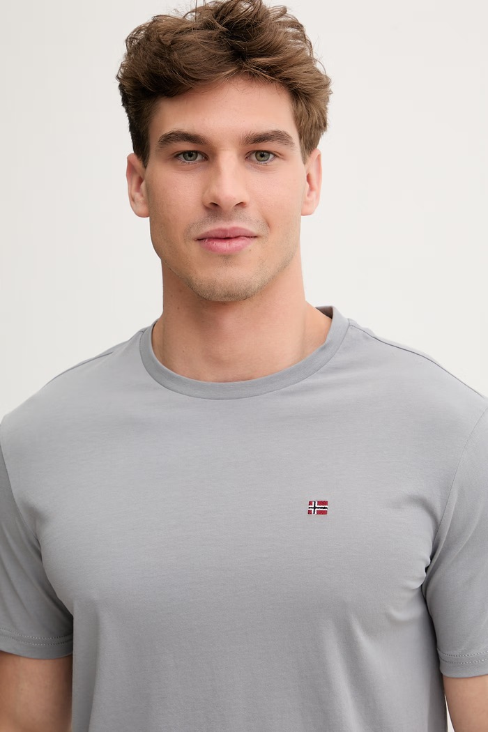 Napapijri T-shirt męski bawełniany SALIS szary NP0A4H8DHCB1