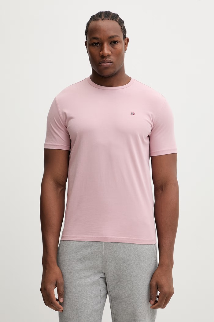 Napapijri tricou din bumbac SALIS uni roz NP0A4H8DP1T1
