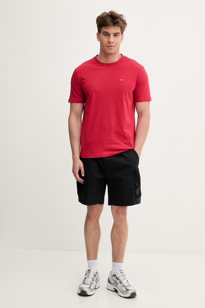 Napapijri T-shirt męski bawełniany SALIS NP0A4H8DRAQ1 czerwony SS26