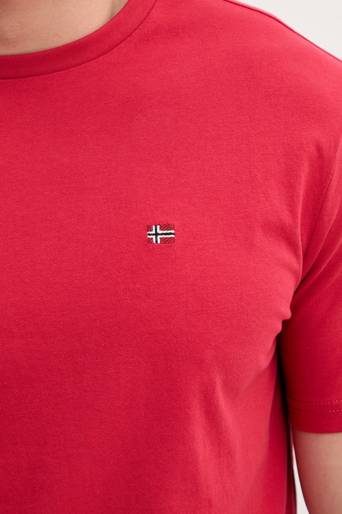 Napapijri T-shirt męski bawełniany SALIS NP0A4H8DRAQ1 czerwony