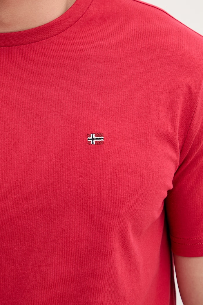 Napapijri T-shirt męski bawełniany SALIS NP0A4H8DRAQ1 czerwony
