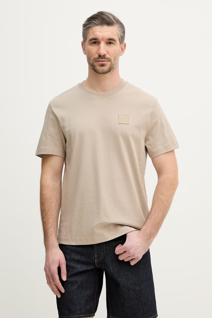 Joop! tricou din bumbac imprimeu maro 30101979