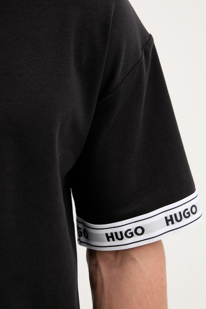 HUGO lounge tričko pánske bavlnené s elastanom TADE T-SHIRT 50559725 čierna