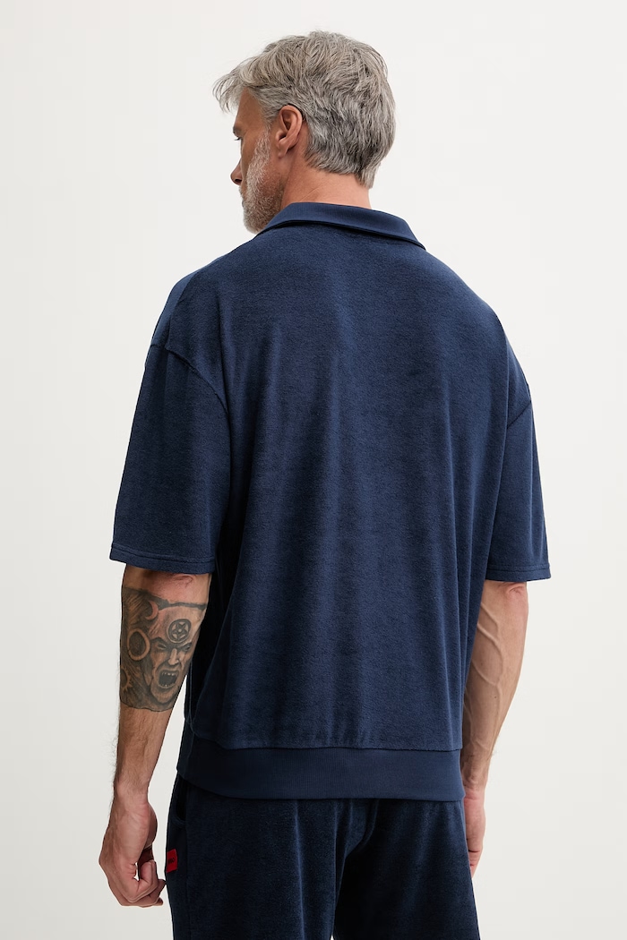 Ρούχα HUGO πόλο ανδρικό με βαμβάκι TERRANCE POLO SHIRT 50559744 σκούρο μπλε